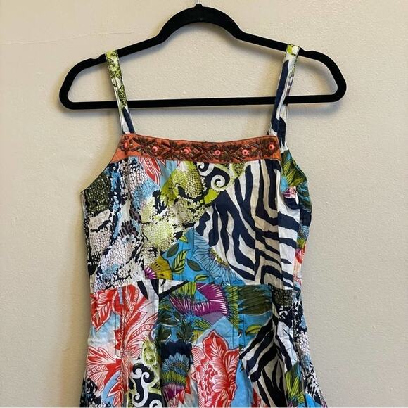 Chaudry KE S mini dress bohemian 100% cotton zebra floral snakeskin - Picture 2 of 9